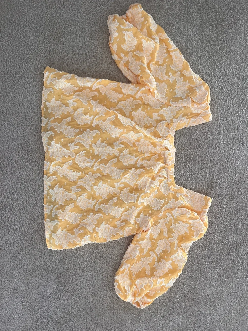 Anthropologie Yellow Lace Puff-Sleeve Blouse